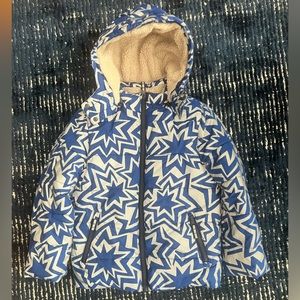 Boden Blue Star Reflective Puffer Jacket Size 6/7